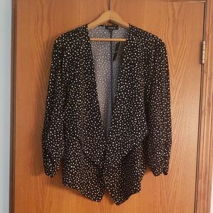 Cute Torrid Black White Polka Dot Flouncy Open Front Blazer Jacket Sz 2X (18-20)